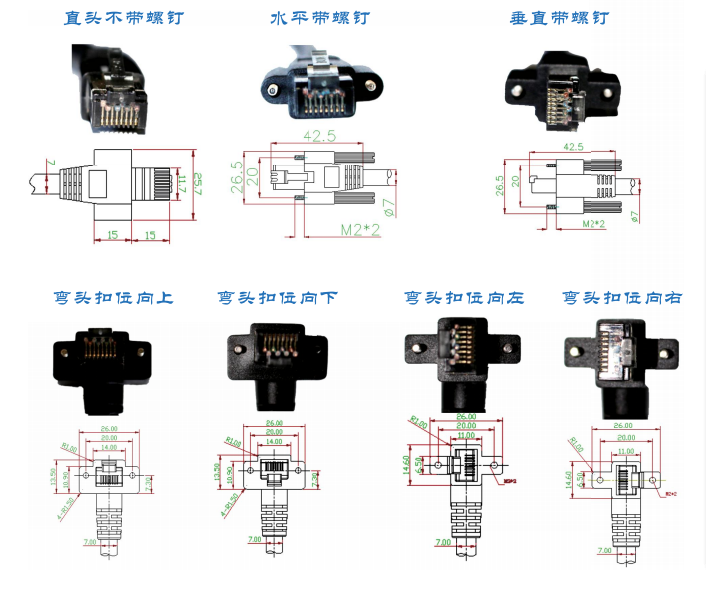 莆田工业相机专用高柔GigE系列带屏蔽网线RJ45直头弯头